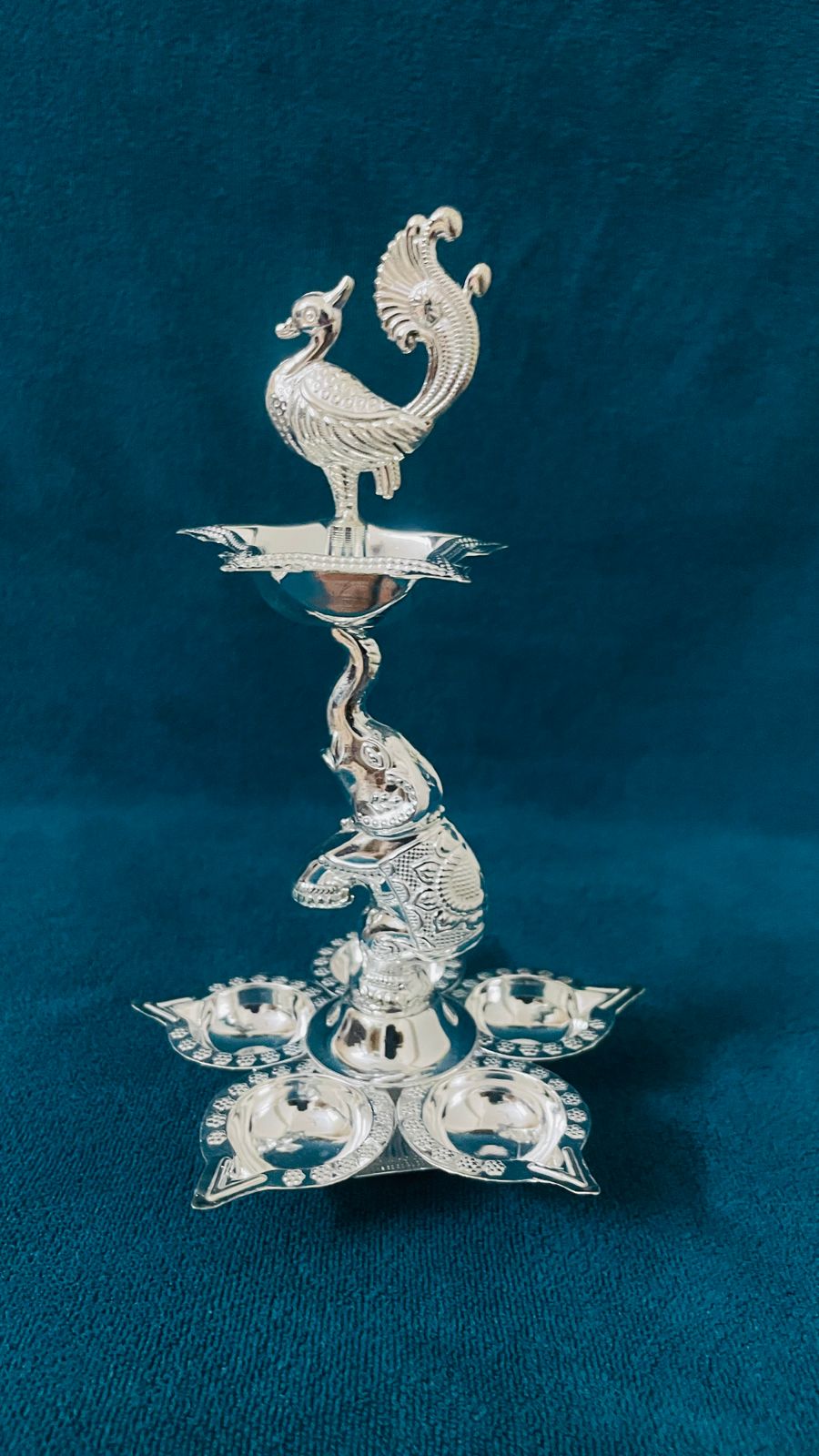 Silver peacock lamp